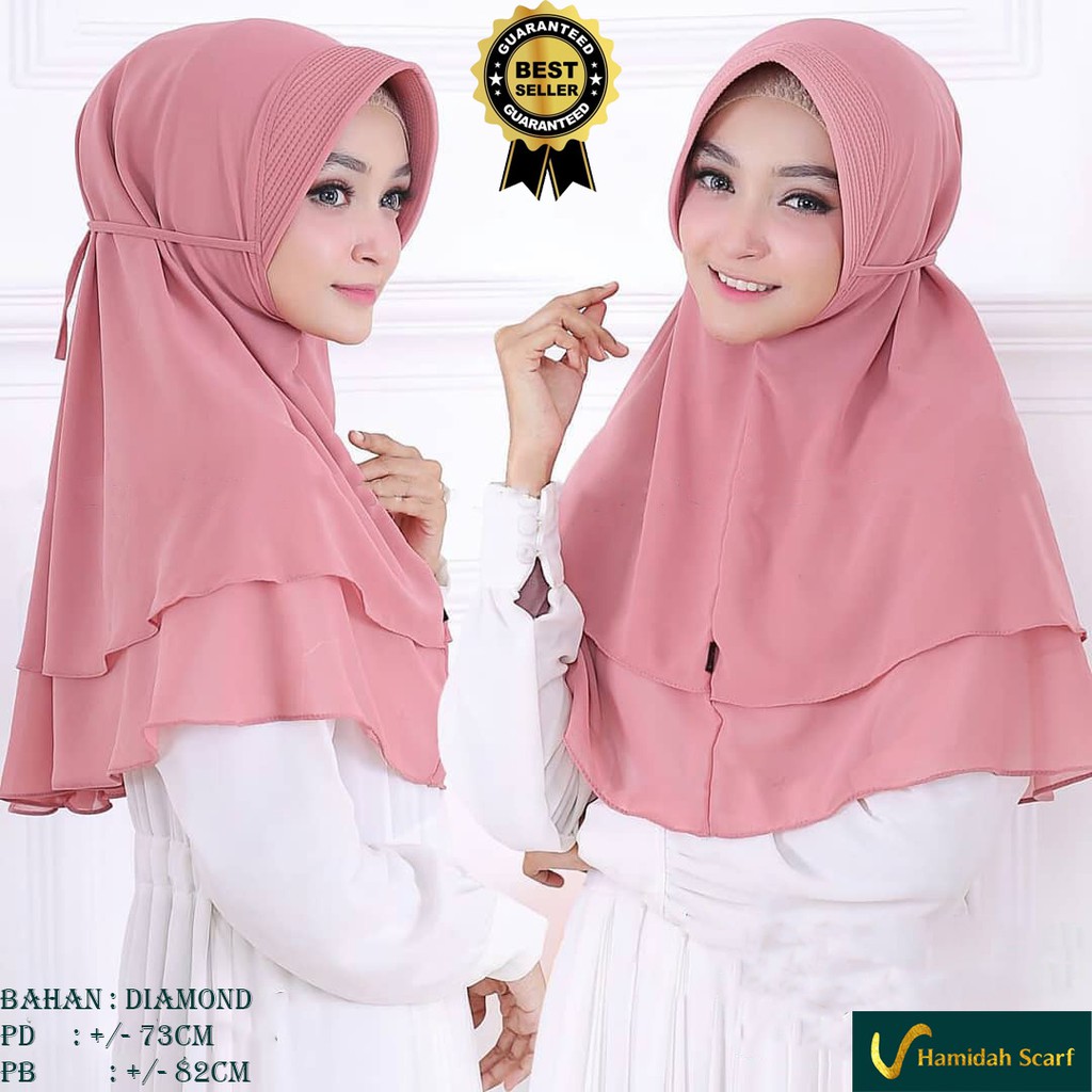 HIJAB murah JILBAB terlaris HAMIDAH ORI KERUDUNG 2 LAYAR DIAMOND PET