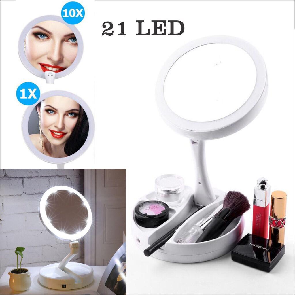 Cermin LED 2 Sisi Lipat ( Foldable Mirror LED )