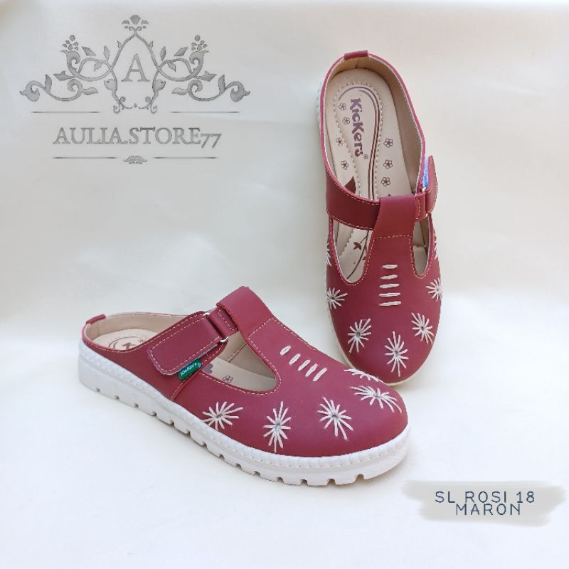 sepatu sandal flat wanita kickers sulam sl rosie 19 jumbo