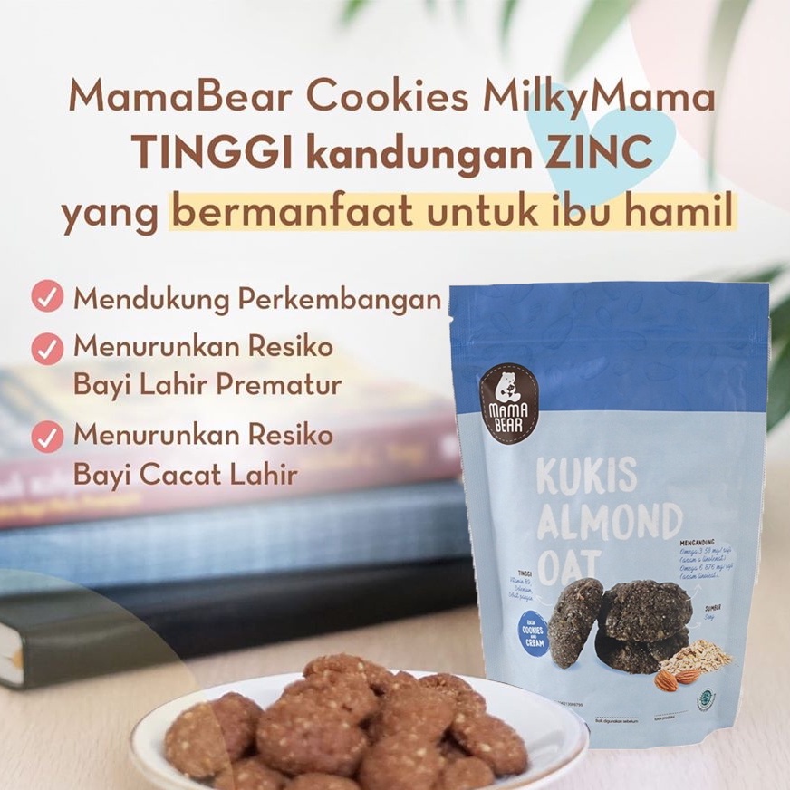 *FRAULEINCO* Mama Bear KUKIS ALMOND OAT Asi Booster - Kue Pelancar ASI Enak - Cookies Cream Choco Chips Kurma