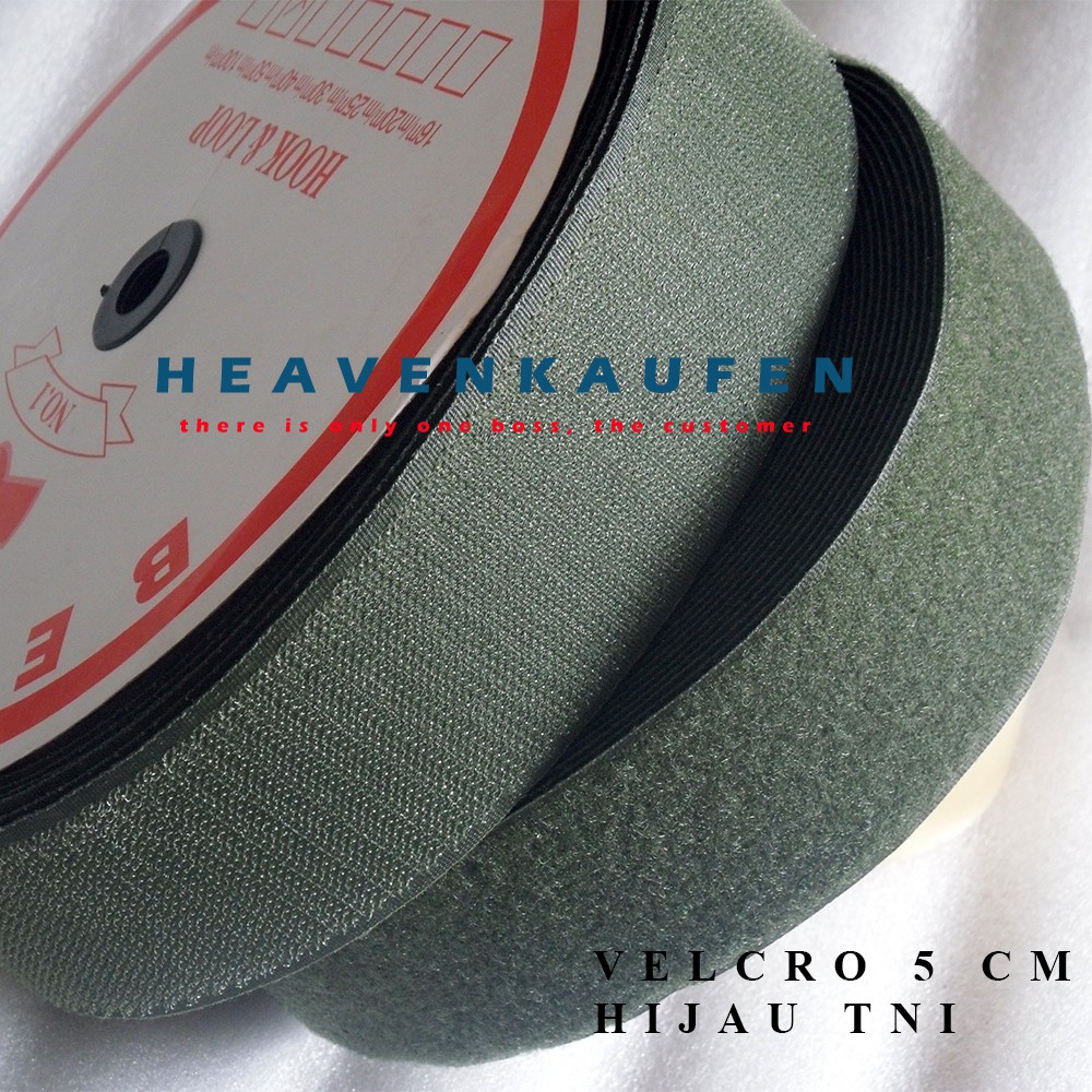 Velcro 5 cm Hijau TNI (Kretekan/Perekat) Meteran