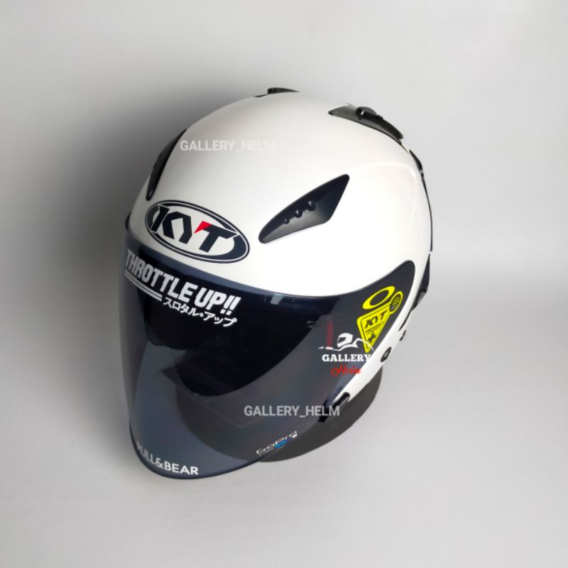 HELM KYT GALAXY FLAT R PUTIH | PAKET GANTENG VISOR VENOM-Putih smoke