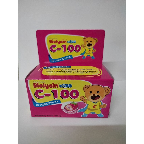 BIOLYSIN KIDS VITAMIN C 100 TABLET HISAP RASA STRAWBERRY