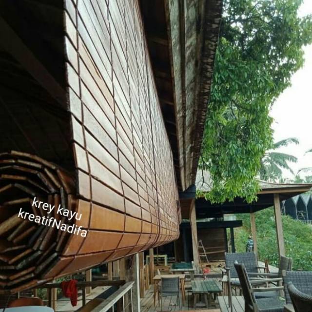 Tirai kayu / krey kayu outdoor / krei kayu / kerai kayu / kirai kayu / gorden / kerei kayu 1mX2m