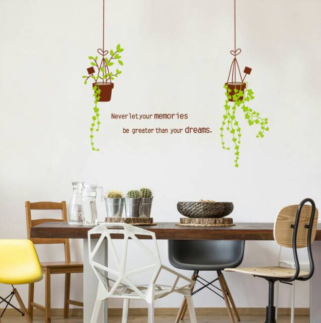 RELIZA WALL STICKER POT GANTUNG HIJAU HANGING DAPUR JM8331 STIKER DINDING WALLSTICKER