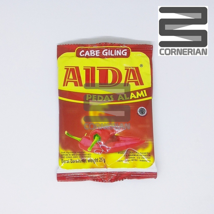 

[ CORNERIAN ] Cabe Giling Aida Sachet 25 Gram Pedas Alami Bubuk Halal MUI Bersih Asli Bumbu Cimol