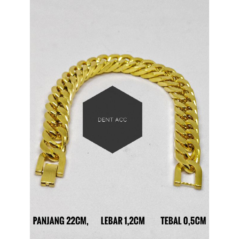 gelang tangan titanium pria gold