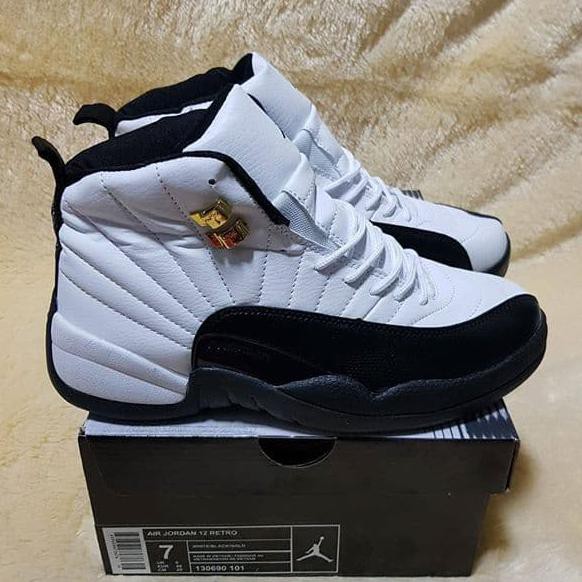 ✨ SALE SEPATU OLAHRAGA WANITA MURAH✨ NIKE AIR JORDAN 12 "TAXI" WHITE BLACK PREMIUM ,SEPATU COWOK