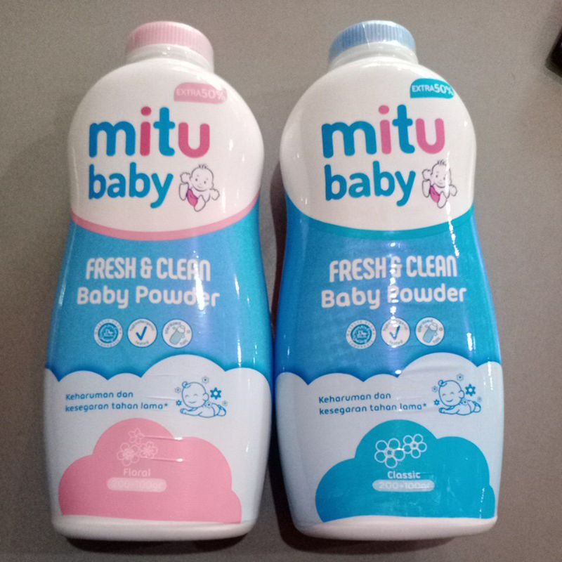 Bedak Mitu Baby Powder 200g+100g