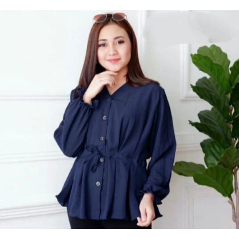 kemeja polos akira/ kemeja tali depan