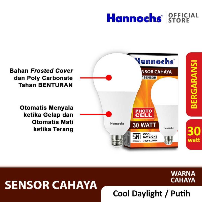 Lampu LED Light Sensor / Sensor Cahaya 30 watt cahaya Putih