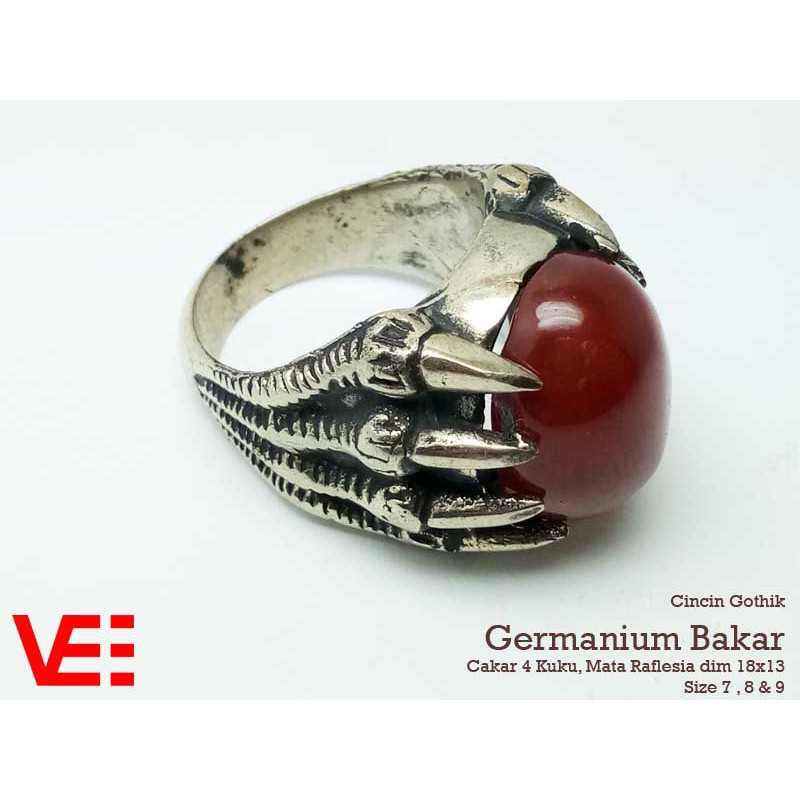 VeE Cincin Gothic Germanium Bakar Batu Raflesia - Cakar Naga 8 Kuku