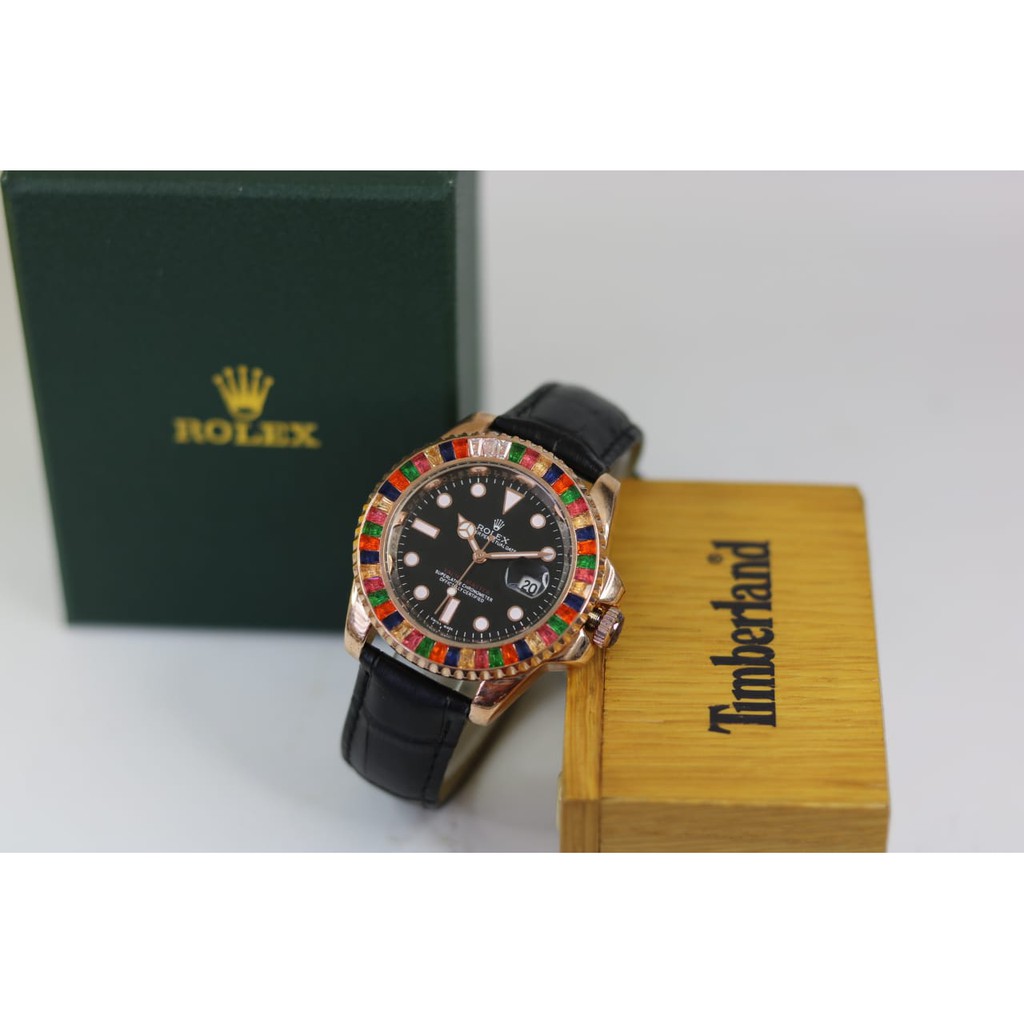 ( COD ) Jam Tangan Wanita Elegan Rolex 3621 YN Tanggal Aktif Strap Kulit Free Baterai & Box