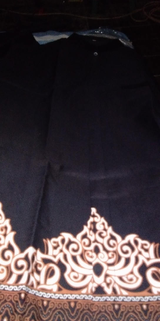 Batik Solo Modern Tumpal Hitam Set Sarung Dan Baju Koko(full Furing)