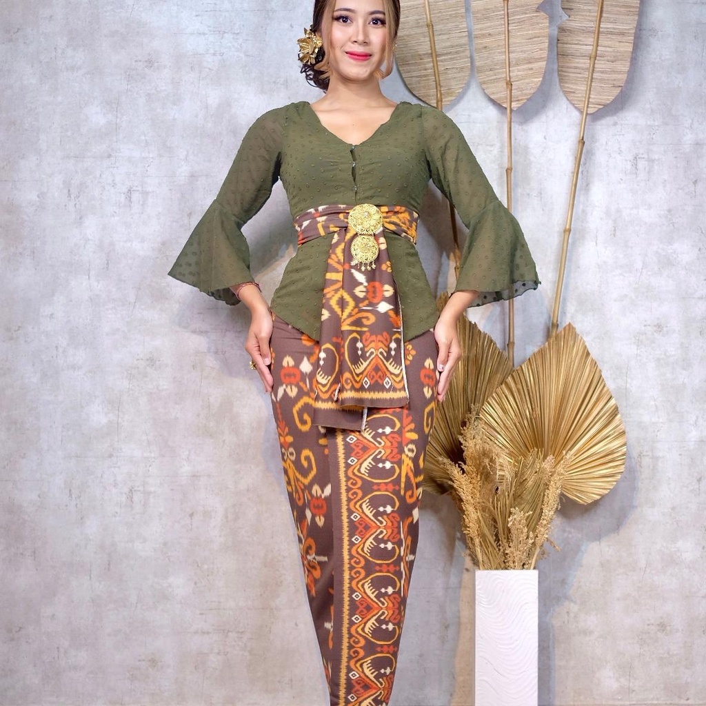 (KODE7) ONE SET KEBAYA JADI YORYU URAGIRI TROMPET+KAMEN MOSCREPE+SELENDANG-4