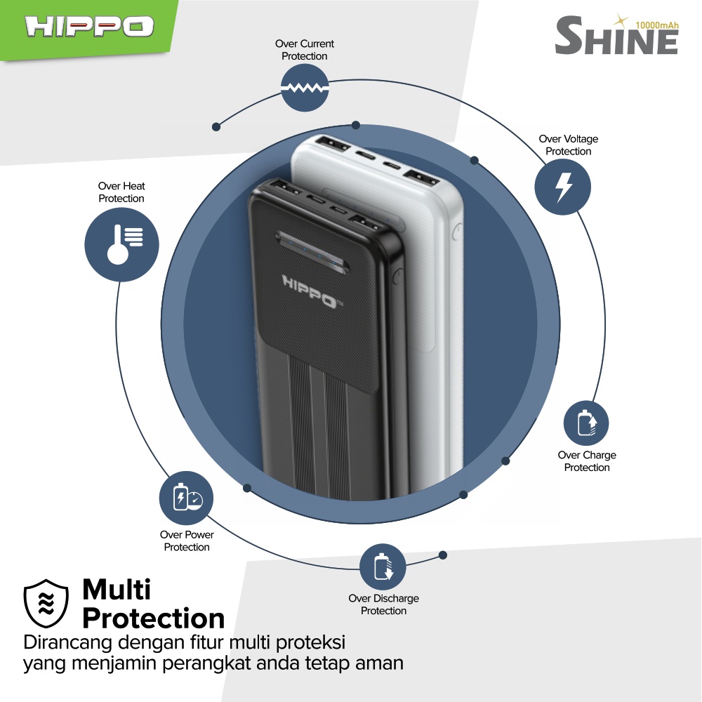 Hippo Powerbank Shine 20000mAh Smart Detect Charging original power bank