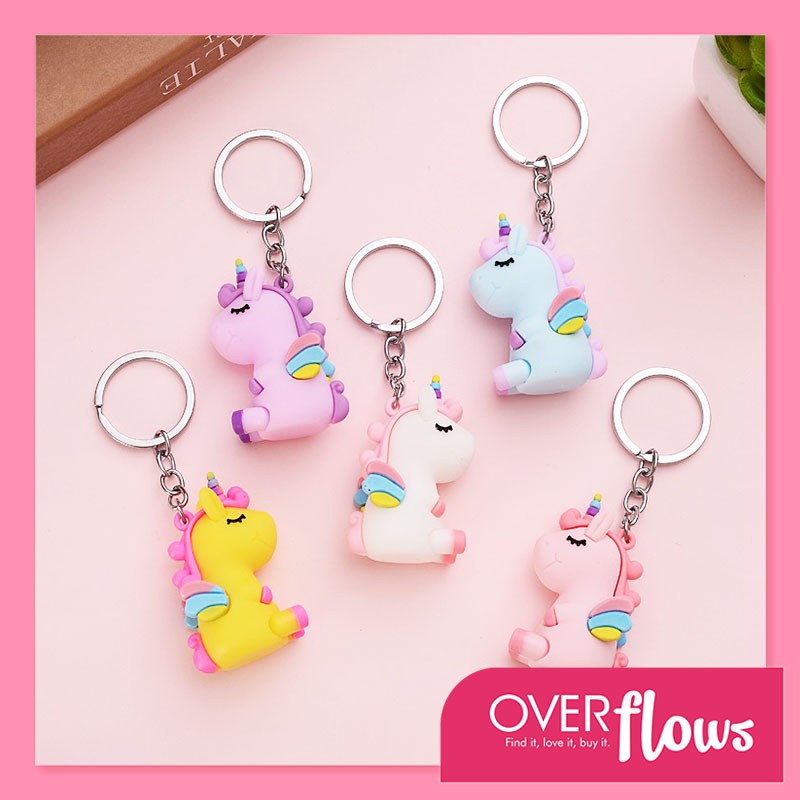 OVERFLOWS.ID GANCI KEYCHAIN BONEKA UNICORN MAGIC TEBEL WARNA PASTEL GANTUNGAN KUNCI LUCU MURAH