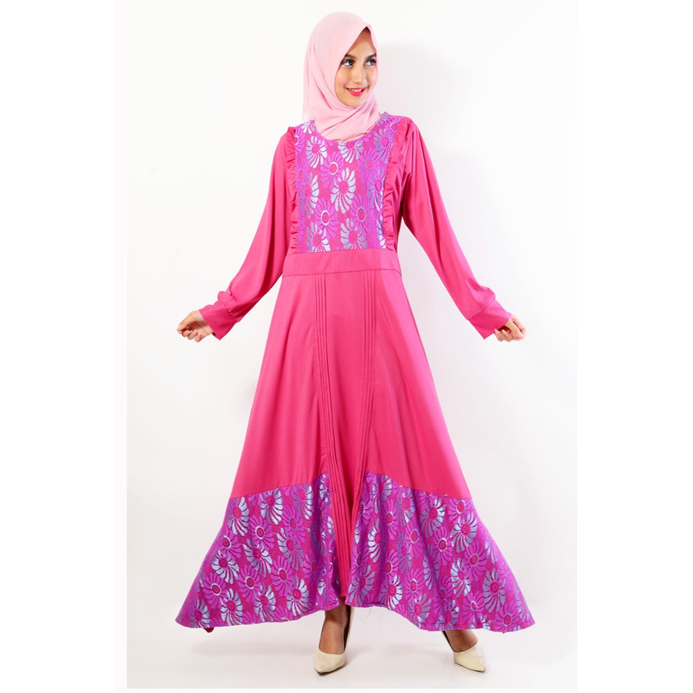 Long dress Gamis maxi Premium Kombinasi Corak bunga Simpel dan Elegan - XSHOP Dayana