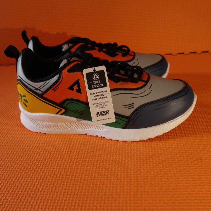 Sepatu 2D - Aerostreet size 37 Tiger Hijau Orange - Sneakers Casual Sport Limited Edition