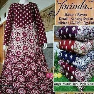 Daster Jumbo Long Busui Kancing Dada Depan Batik Pekalongan | LONGDRES JUMBO LD 130 JACINDA SERIES