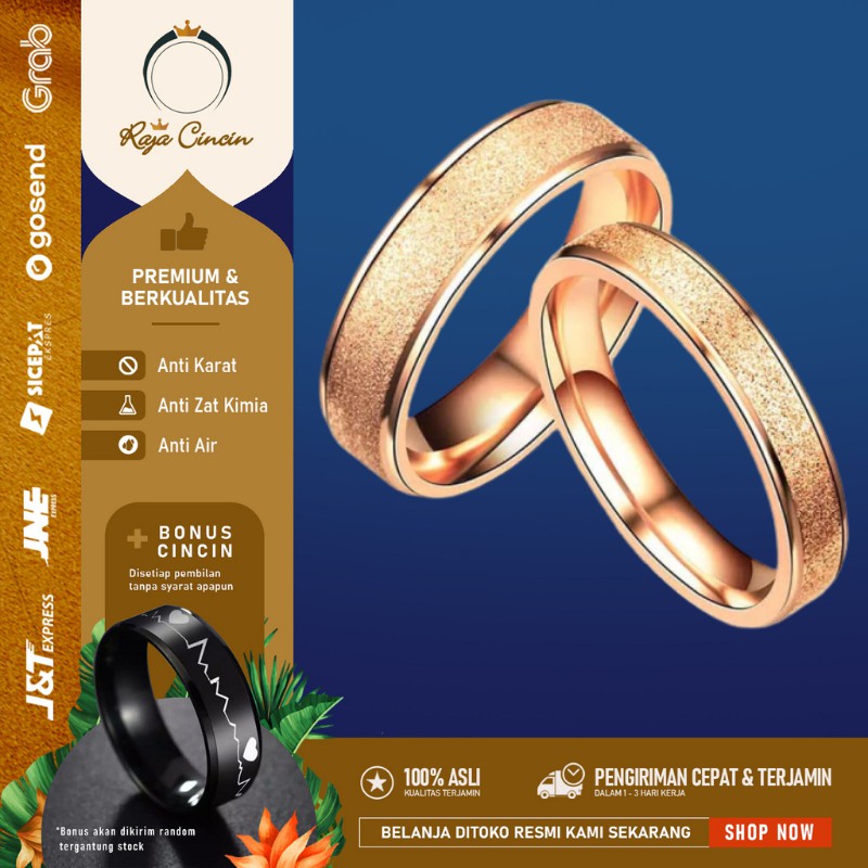 Cincin Titanium Perak Emas anti karat Pria Wanita Xuping Hitam Palladium Silver Kasual Asli BTS SET