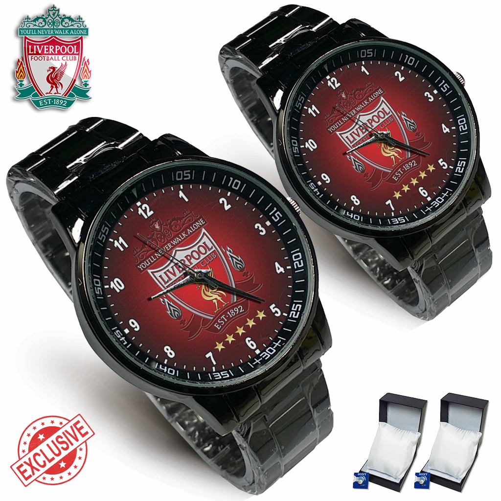 ( Keren ) Jam Tangan Liverpool Rantai Hitam - Couple / Satuan Exclusive 1