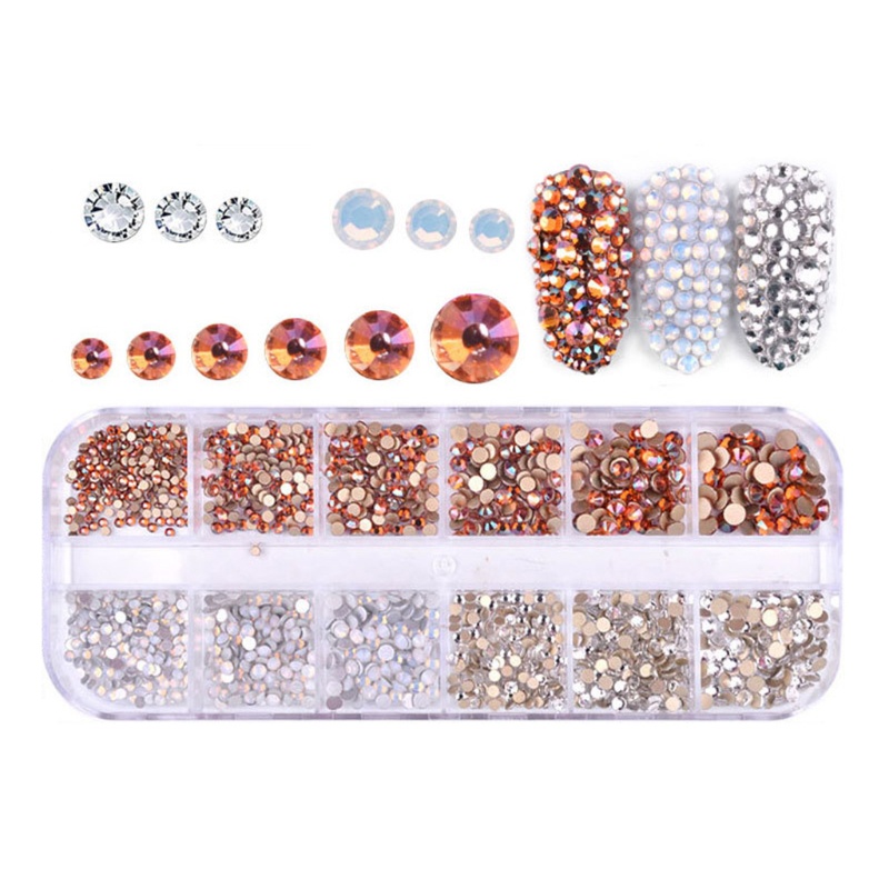 Siy 1440pcs Kristal Berlian Imitasi Glitter 3d 12 Ukuran Campur Untuk Dekorasi Nail Art