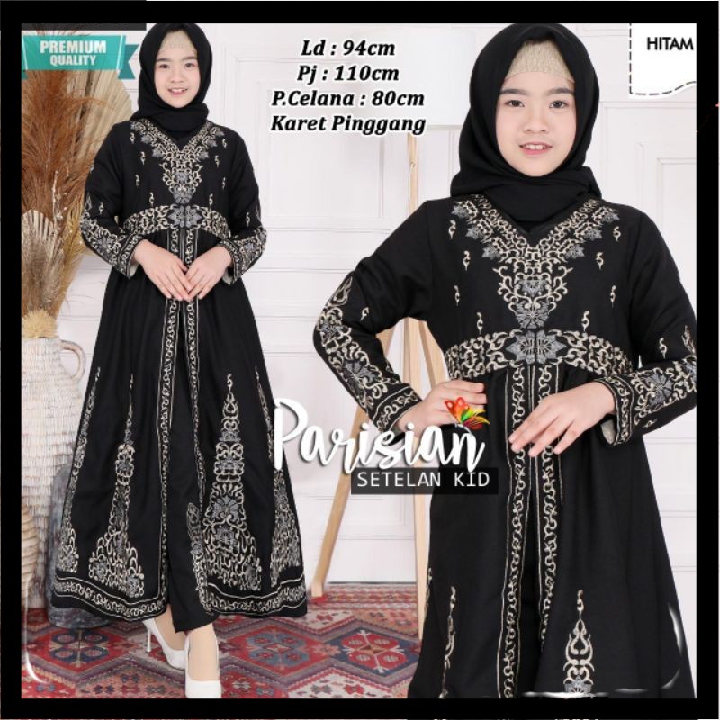 Parisian Set Long Tunik Kids Setcel Setelan tunik Anak Remaja Tanggung Usia 10 11 12 13 14 Tahun
