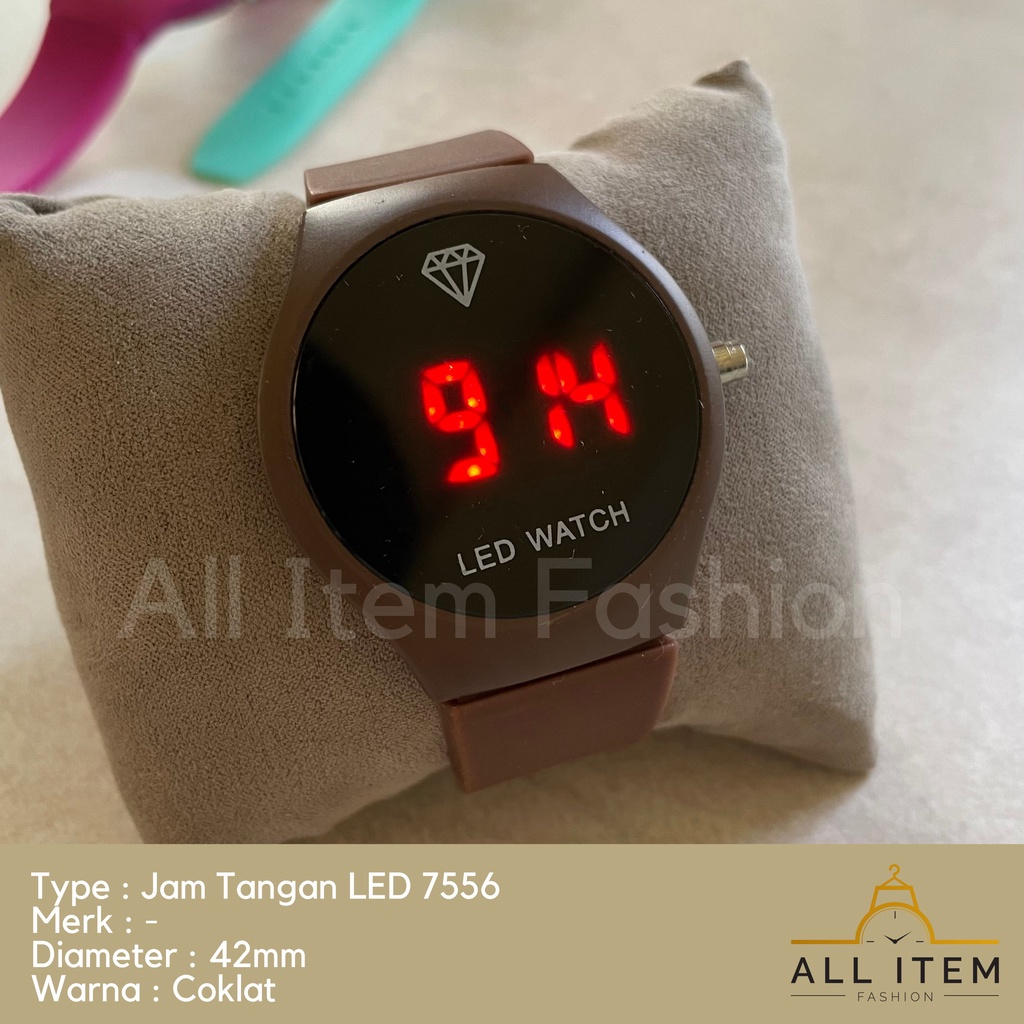 COD✅ Jam Tangan Bulat Digital LED 7556 Rubber Electronic Fashion Pria Wanita / Watches