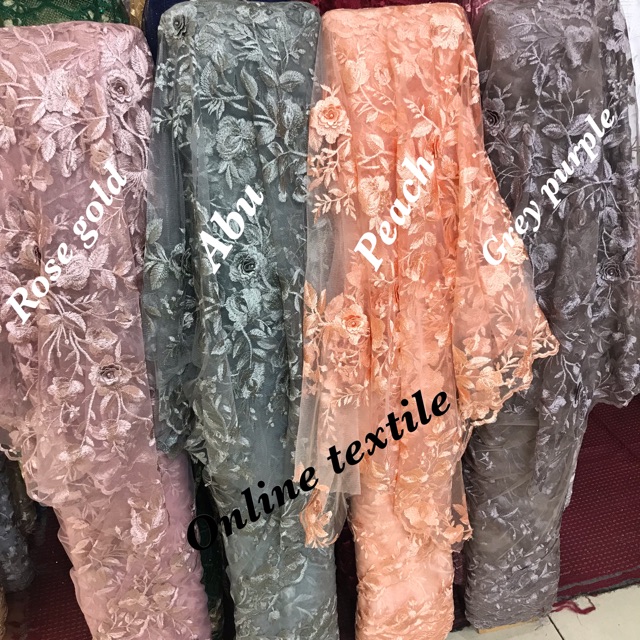 MURAH!! Kain bahan Tulle 3d mutiara / bahan brokat 3d mutiara.