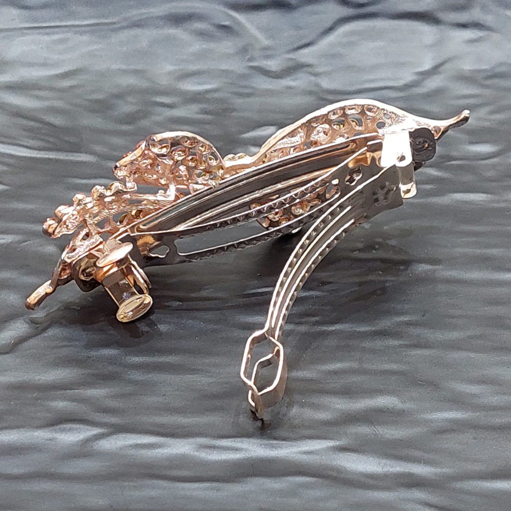 Jepit rambut otomat full mata zirkon motif kupu2 baru 6.5 cm JO41#