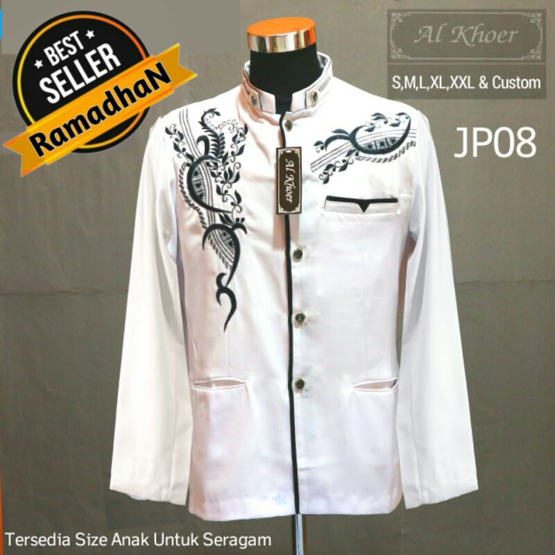 Koko Jasko Jas koko bordir modern / Busana muslim / Seragam keluarga / Baju lebaran / Koko Exlusive