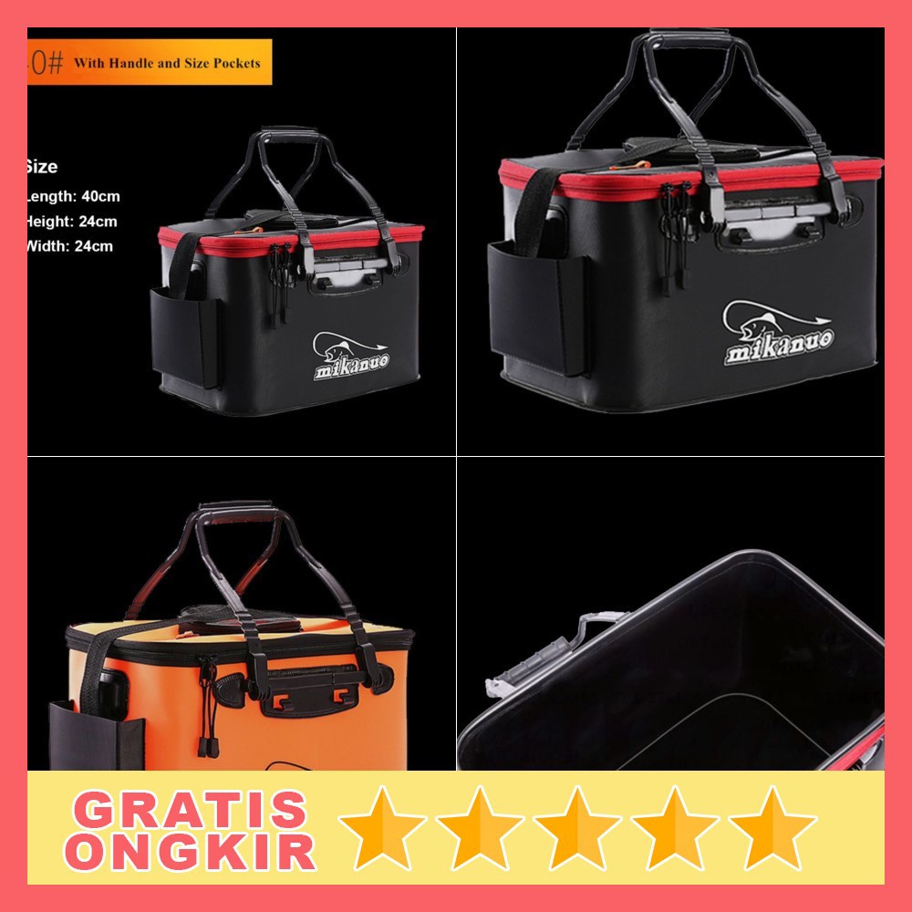 TAS PANCING PORTABLE FISHING BAG TAS MANCING PENYIMPAN IKAN HIDUP 40CM - BLACK/HITAM