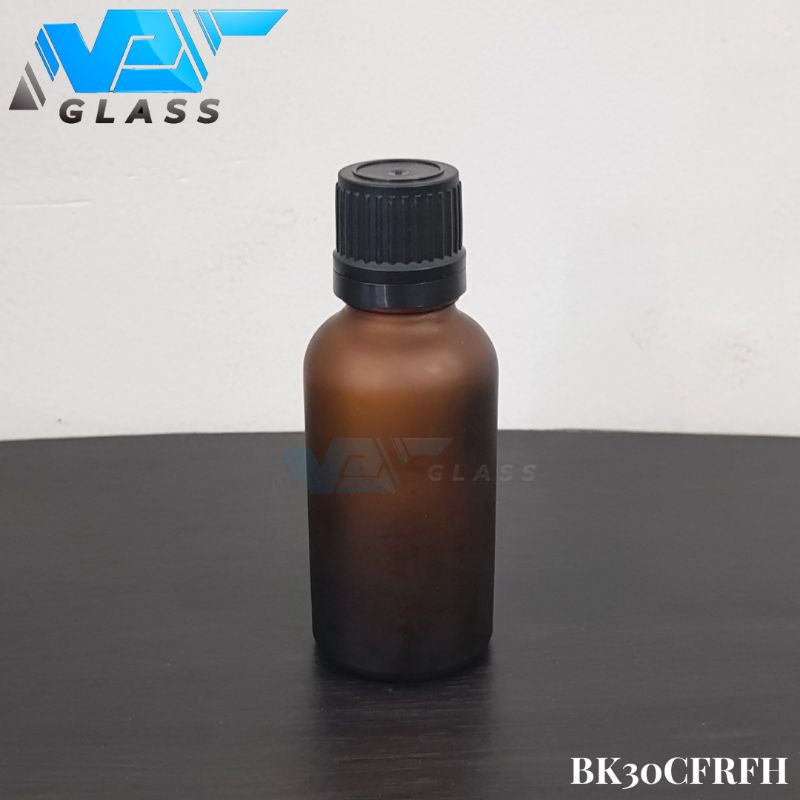 botol kosonh kaca 30ml coklat amber doff frosted tutup dropper