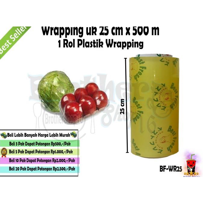 PLASTIK BUNGKUS MAKANAN UK 25 CM X 500 M PLASTIK WRAPING FOOD GRADE