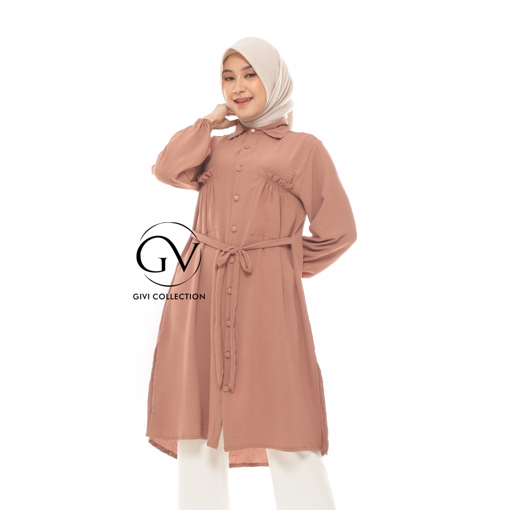 Nindy Cringkel tunik | tunik crinkle | dress kemeja tunik