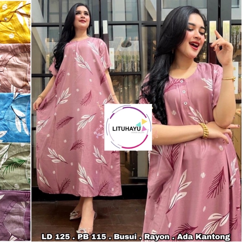 Daster Jumbo Rayon Busui | Daster Batik Wanita | Homedres Baju Rumahan | Daster Panjang selutut