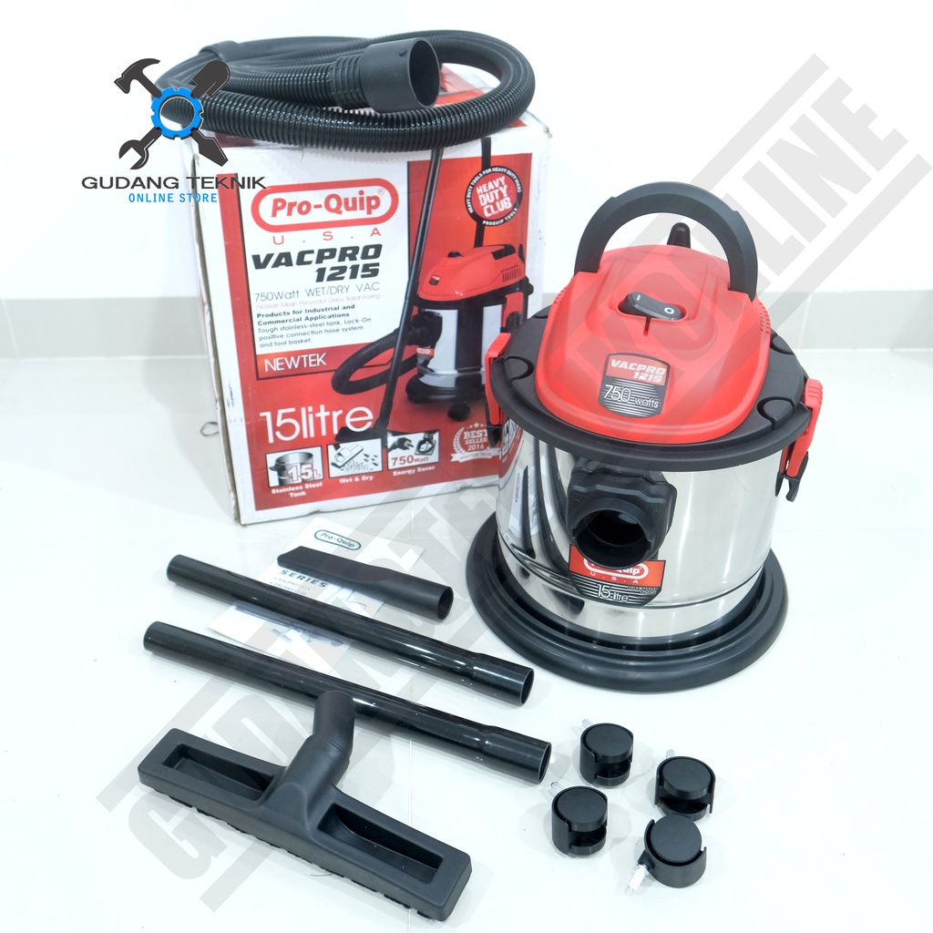 Vacuum Cleaner Wet &amp; Dry PROQUIP 15L 1215 / Mesin Penyedot Debu Basah &amp; Kering VAC PRO 1215