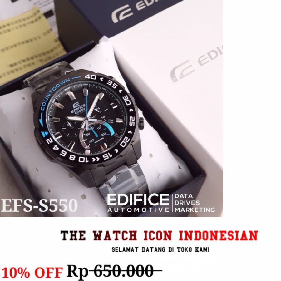 Flash Sale JAM TANGAN PRIA MERK EDIFICE TYPE : EFS-S550 BLACK Garansi 1th