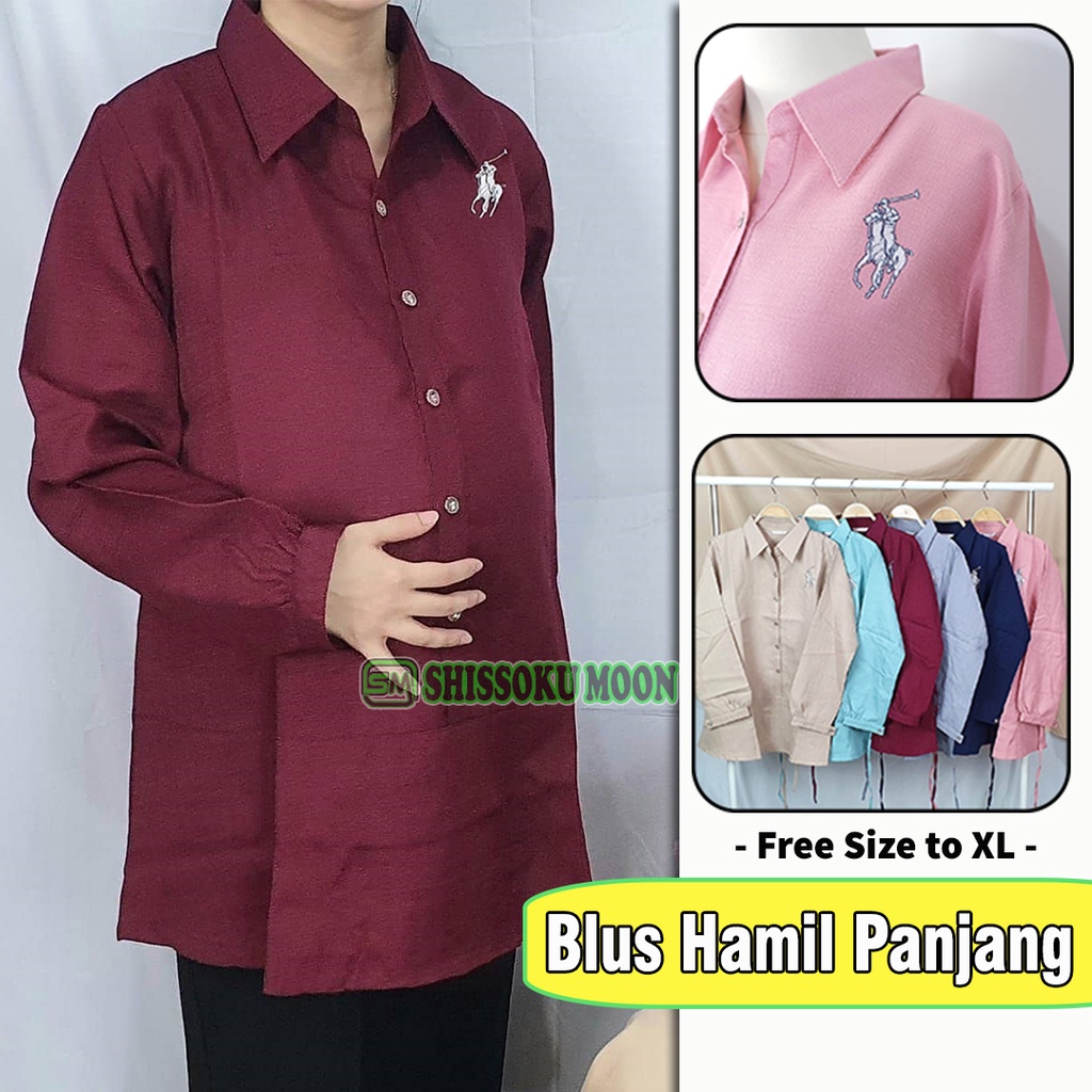 Baju Kemeja Hamil Menyusui Lengan Panjang Bahan Katun Rami