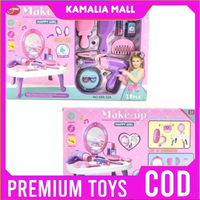 Mainan Rumah Meja Kaca Peralatan Alat Make up MakeUp mekap Happy Girl Dandan Dandanan salon salonan 