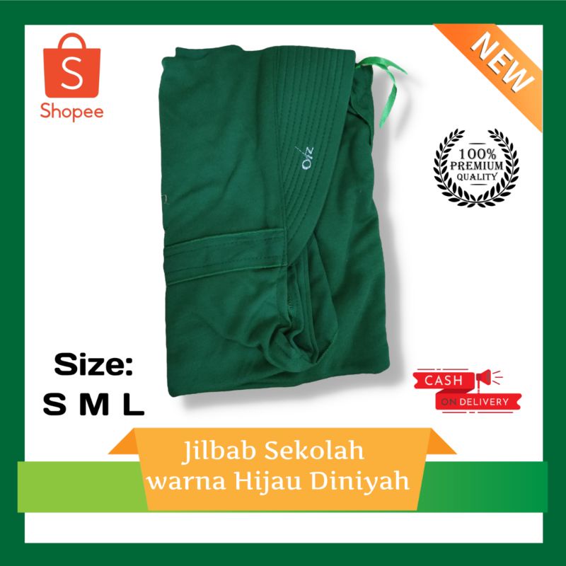 Rabbani kw/kerudung sekolah Diniyah/kerudung warna Hijau Diniyah model serut INNOVA LX