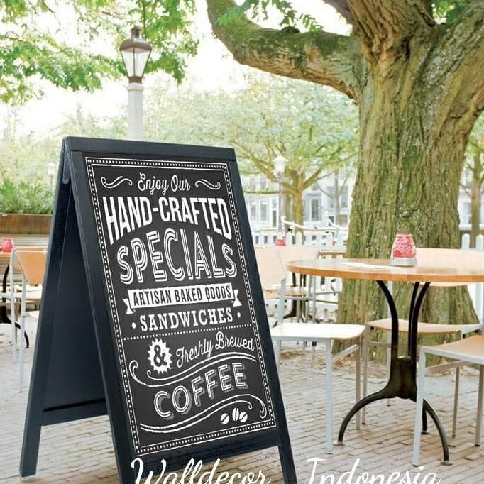 

PAPAN TULIS KAPUR 2 MUKA PAPAN BOARD KAYU PAPAN MENU CAFE DEKORASI PER - Coklat Rustic