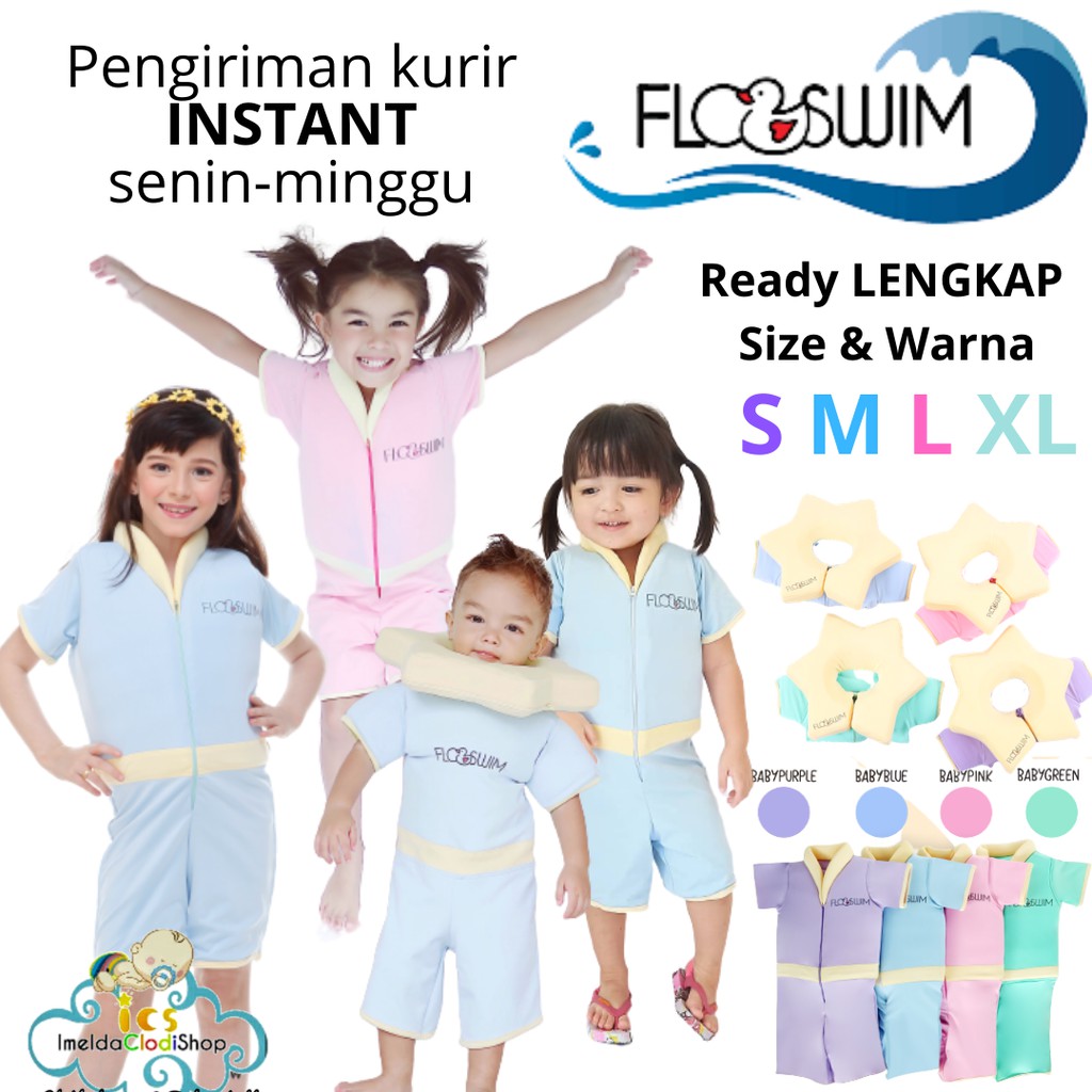 Floswim baju renang mengapung anak cuddle me usia 1 2 3 4 5 6 7 8 9 tahun size S M L XL