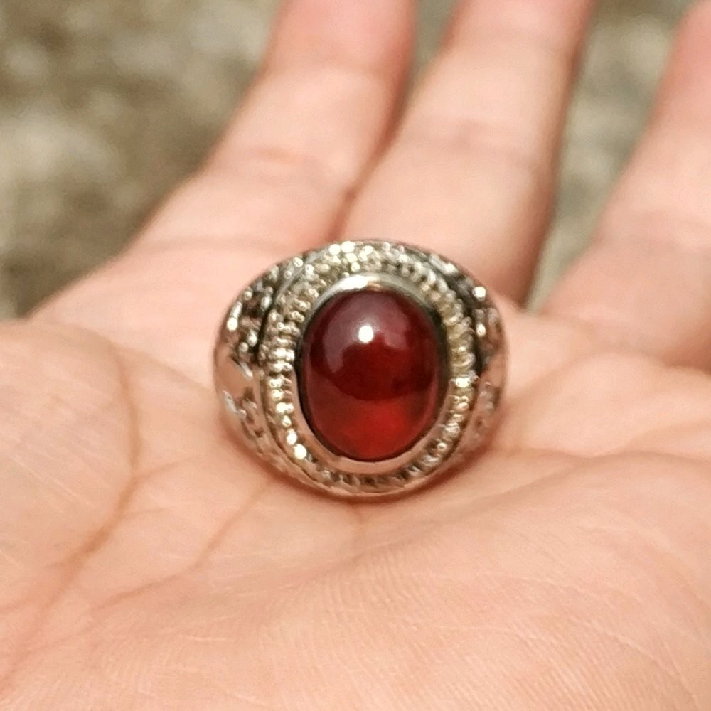 CINCIN BATU AKIK NATURAL RED GARNET MINIMALIS HIGH QUALITY HARGA KAKI LIMA TERMURAH