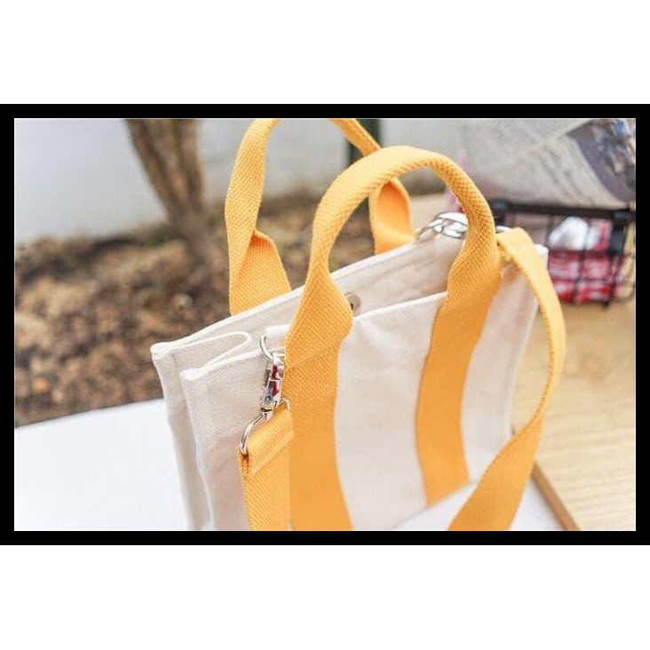 HOLIDAY BAG TAS WANITA BAHU TOTE IMPORT KANVAS KAKU - JC200 - RED HARGA MURAH