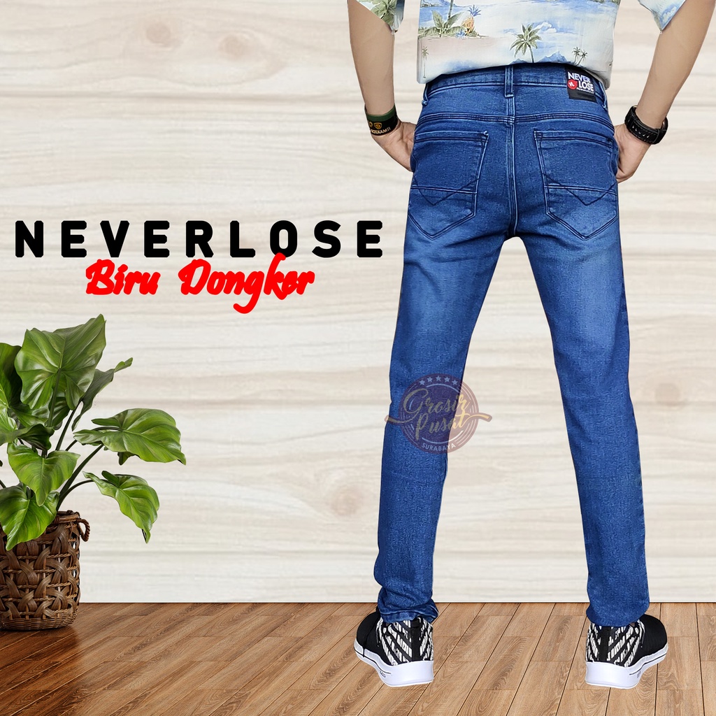 Celana Jeans NVL Pensil Skinny Pria Biru Dongker 27 - 38