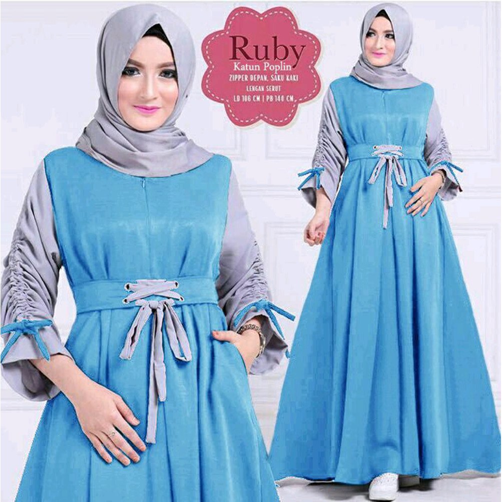 Dress Baru Ruby | Gamis Balotelli Ruby Biru langit