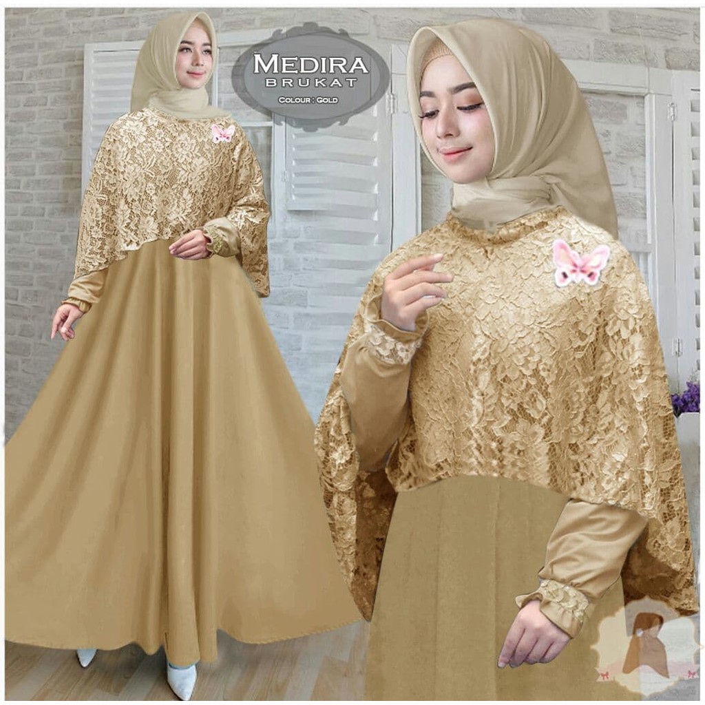 Paling Inspiratif Gamis Warna  Gold  Kombinasi  Rise Upon Stars