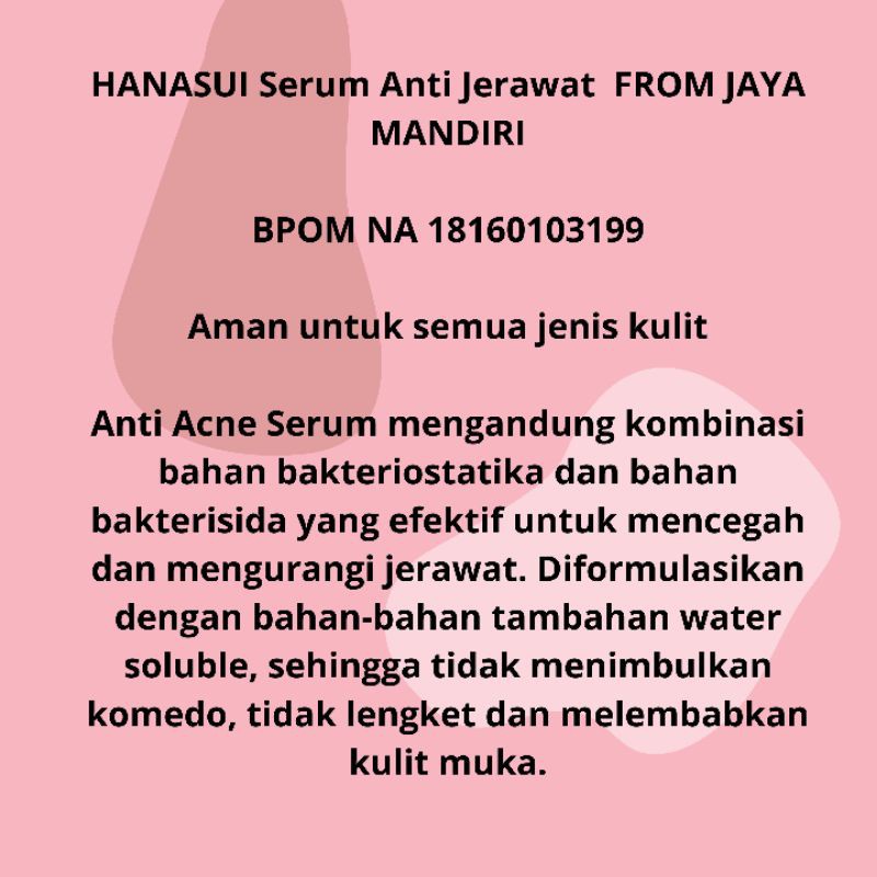 [ORI] Serum Anti Jerawat Mencegah Iritasi Wajah Kemerahan &amp; Tidak Menimbulkan Komedo - Hanasui Anti Acne